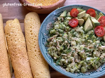 Recipe description:<br> This avocado tuna salad uses creamy avocado instead of mayo for a fresh and easy twist on the classic. Make it a meal and roll it up into one of these yummy <a href='/recipe-detail/corn-flour-crepes/'>Corn Flour Crepes</a>. A healthy fulfilling dinner idea!